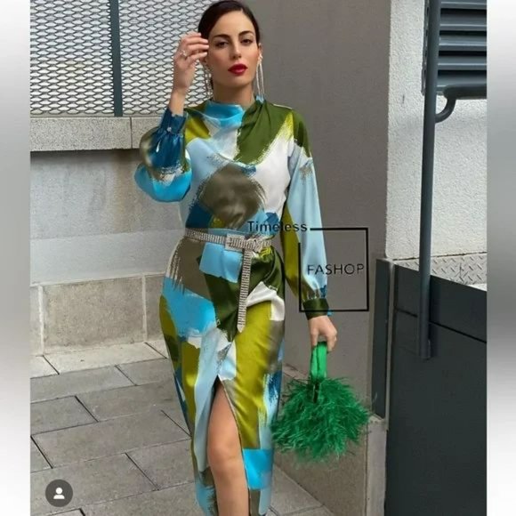 ZARA PRINTED MIDI DRESS - Picture 3 of 4